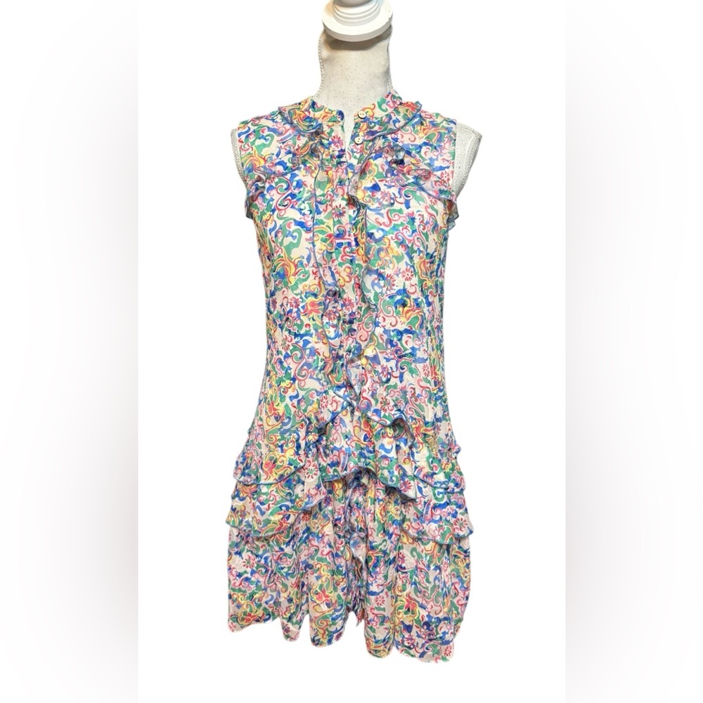 Saloni‎ Cece Floral Ruffle Mini Dress size 4